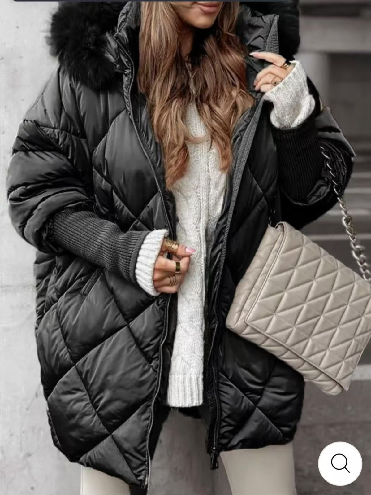 Damen gestepptes Winterparka mit abnehmbarer Kapuze ModeGeist