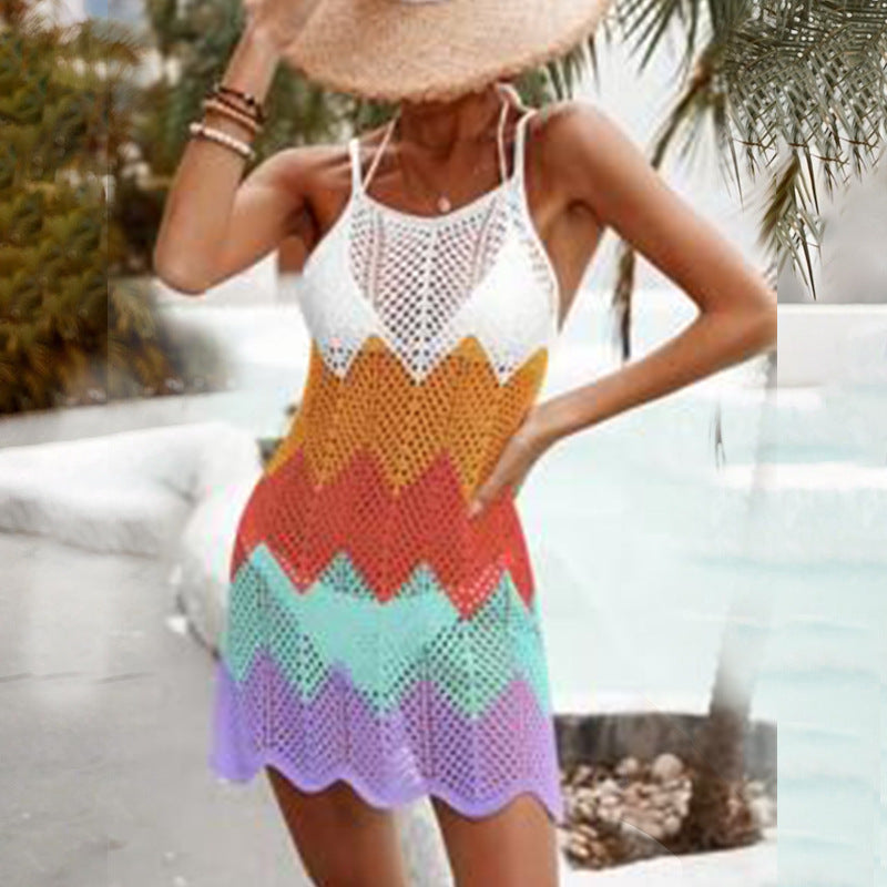 Modischer Boho Häkel-Strandkleid Badeanzug Überwurf für Damen