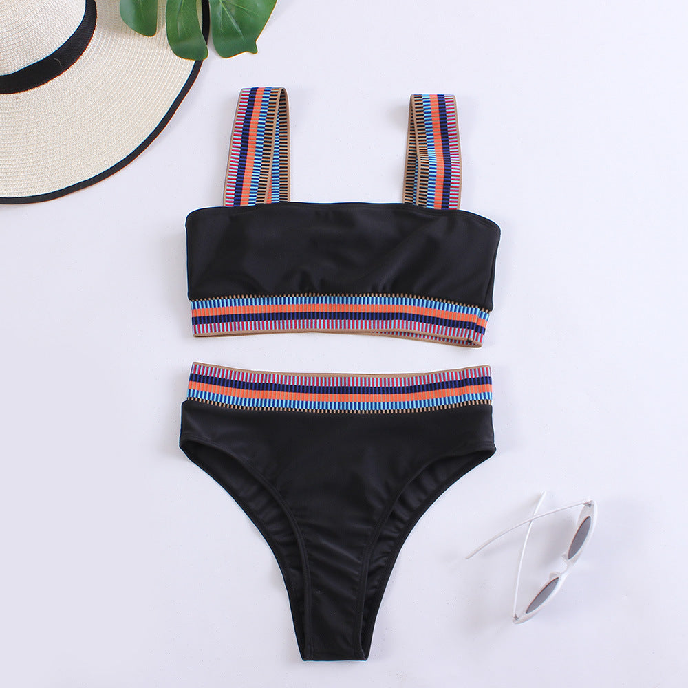 Bikini mit breiten Trägern und buntem Bund von MODEGEIST für Damen