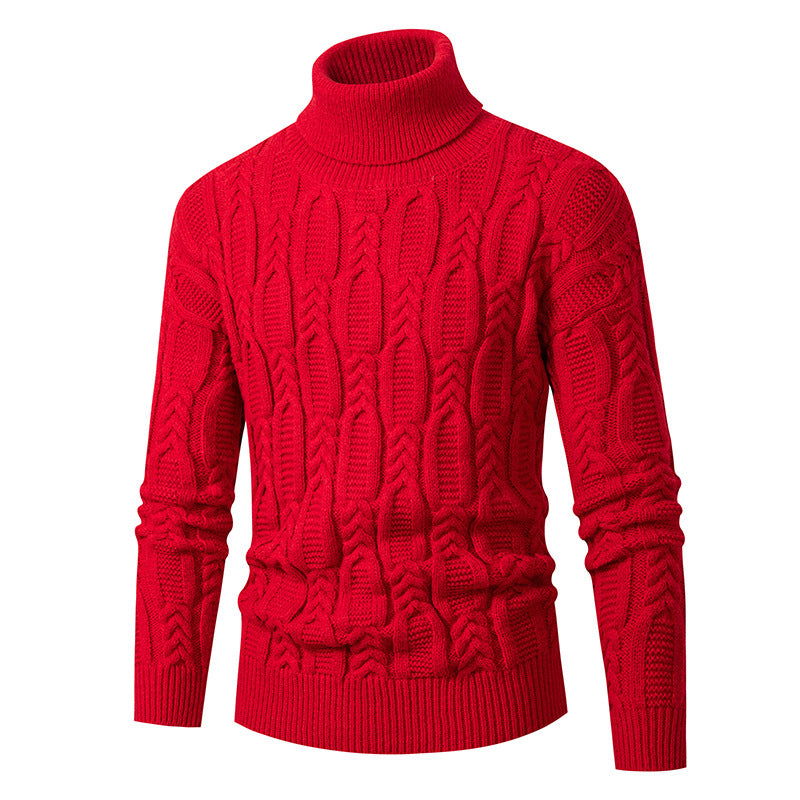 Herren Hochwertiger Rollkragenpullover mit Strukturmuster ModeGeist