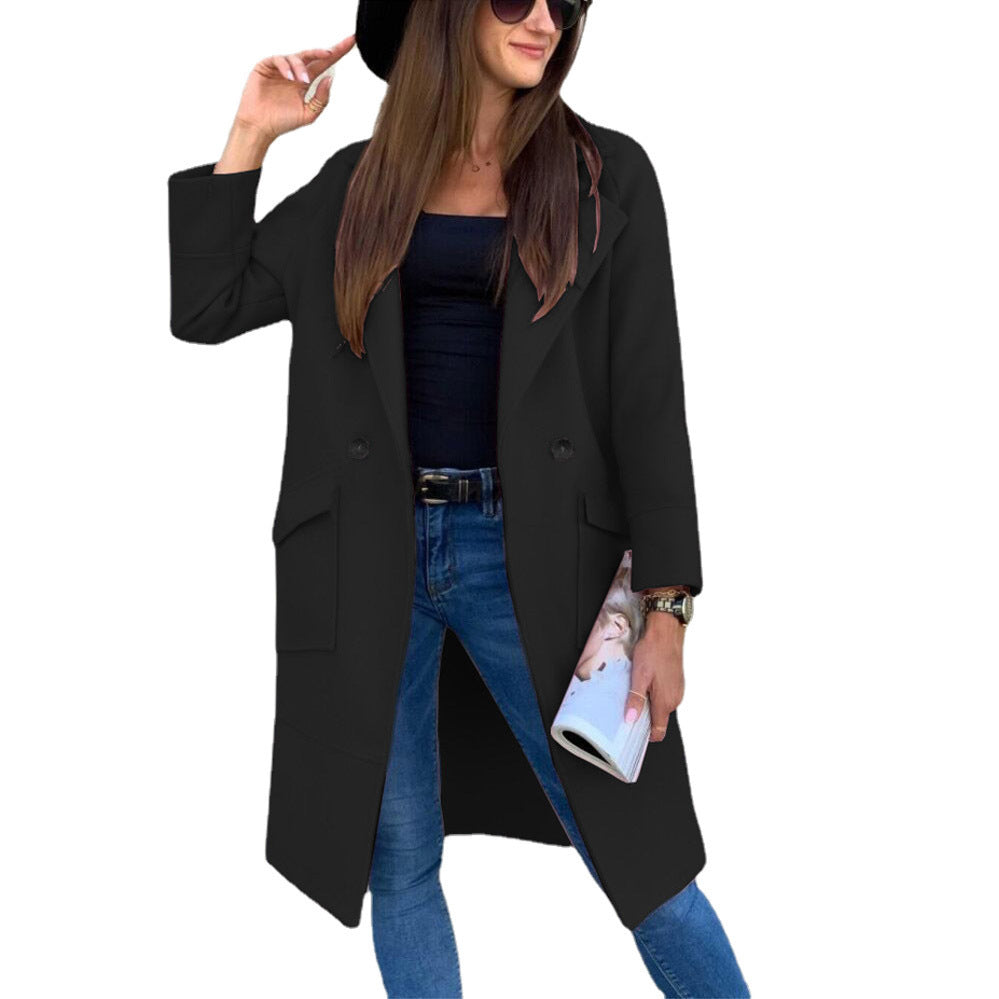 Damen lässiger Oversized-Mantel mit modernen Taschen und elegantem Revers ModeGeist