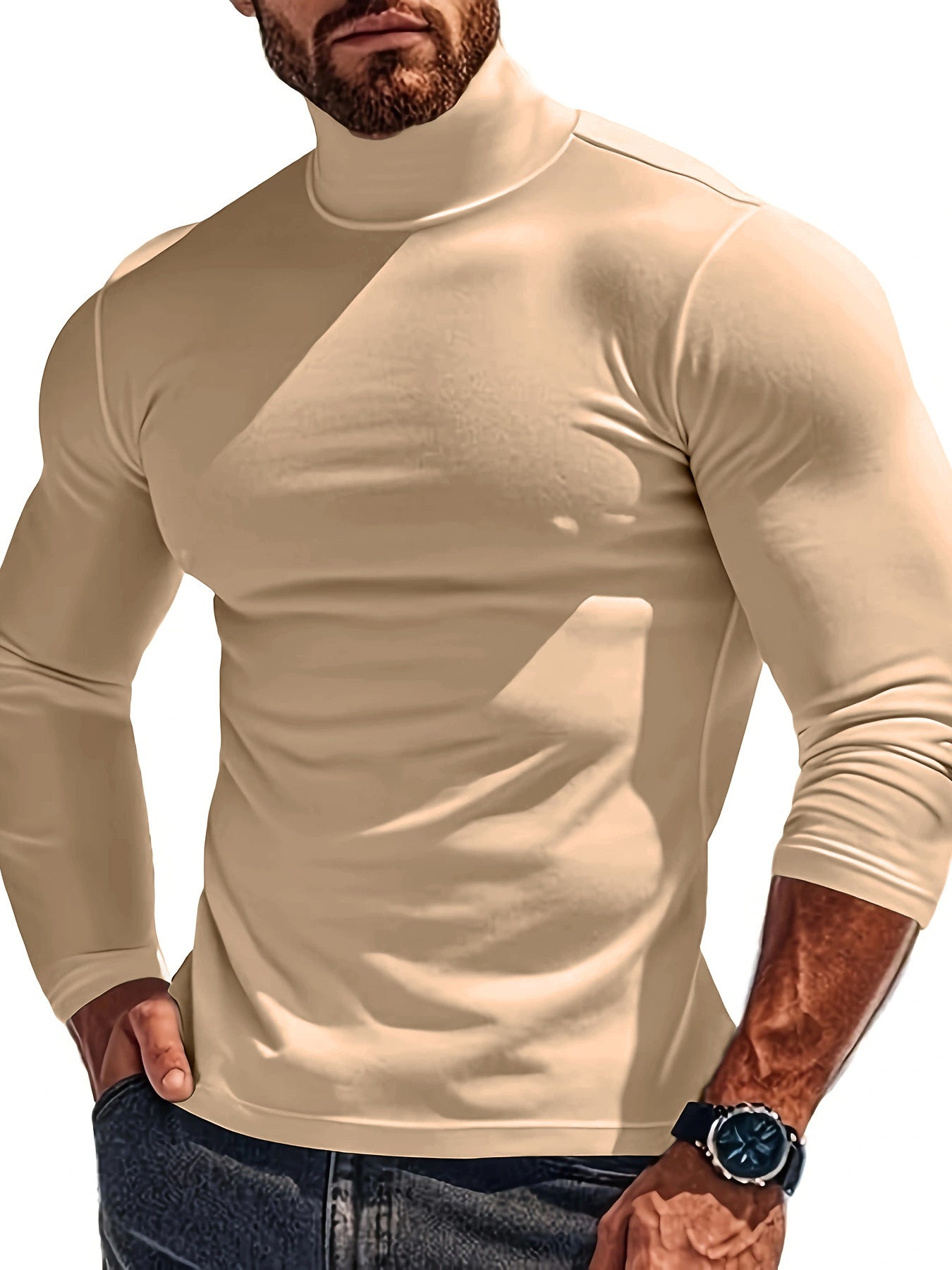Herren Langärmliges Turtleneck Shirt mit atmungsaktivem Material ModeGeist