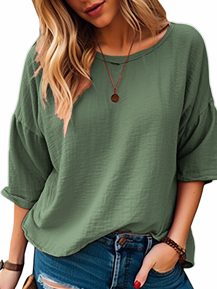 Damen lässiges Oversize-Shirt mit weitem Rundhalsausschnitt ModeGeist