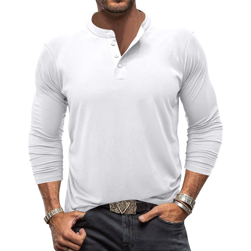 Herren Langarm T-Shirt mit Knopfleiste ModeGeist