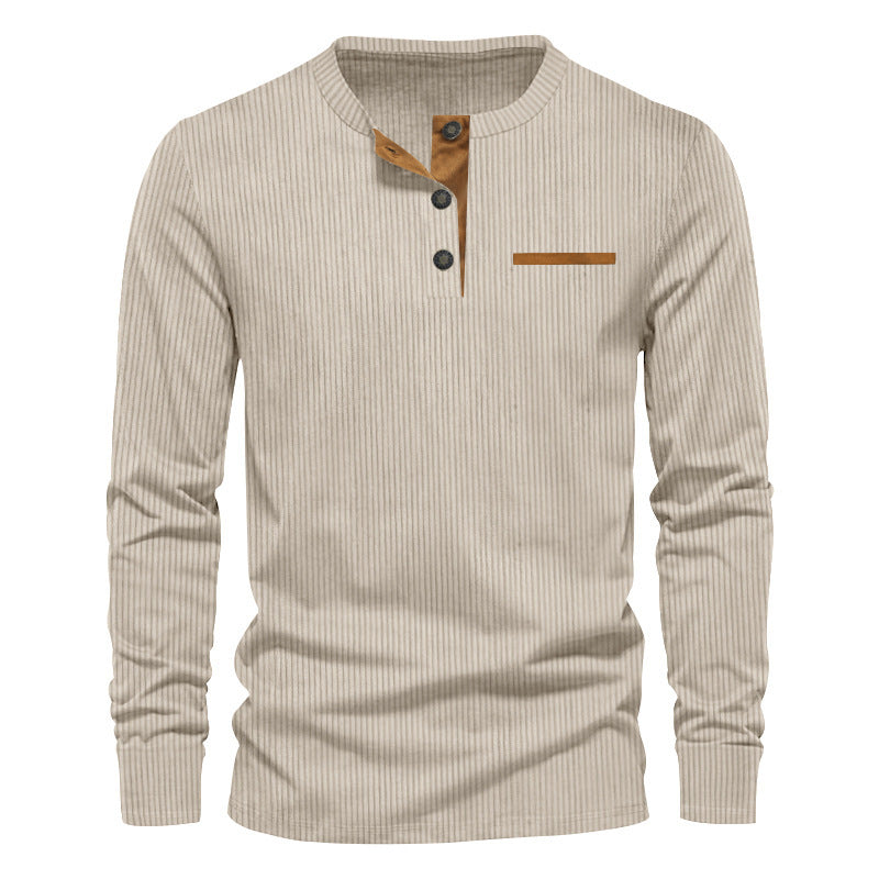 Herren Langarmshirt mit strukturiertem Design und praktischen Knopfdetails ModeGeist