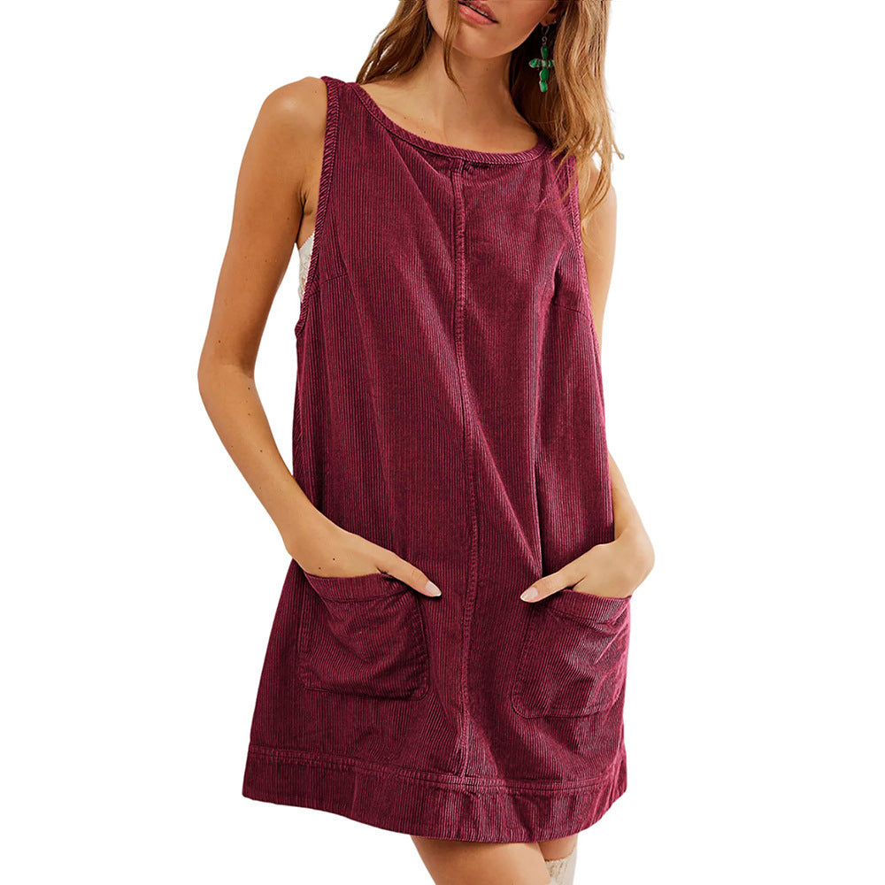 Damen lässiges Jerseykleid mit Taschen und Rundhalsausschnitt ModeGeist