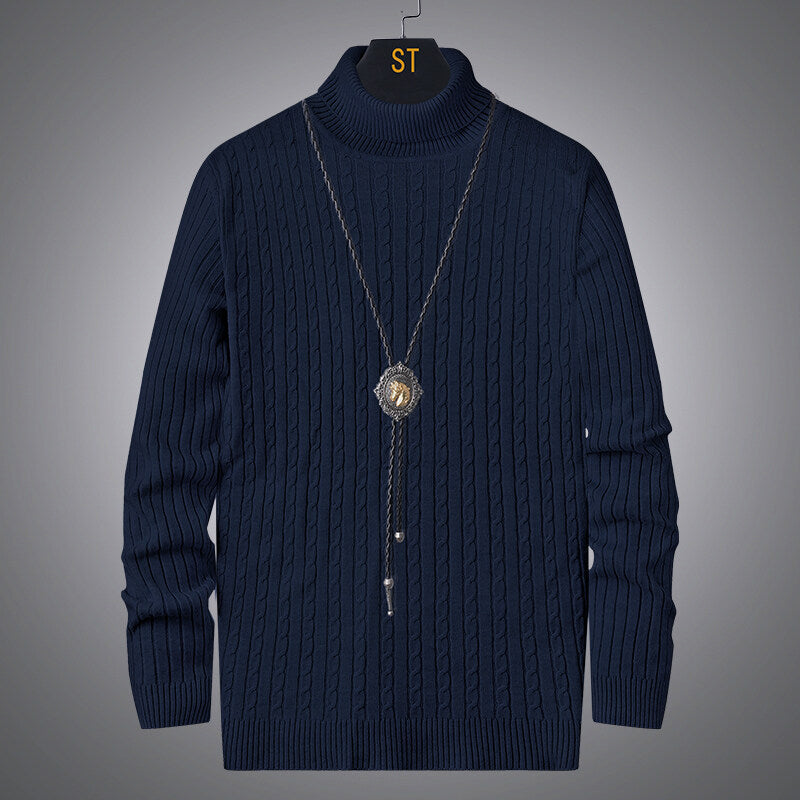 Herren Rollkragenpullover mit strukturiertem Zopfmuster ModeGeist