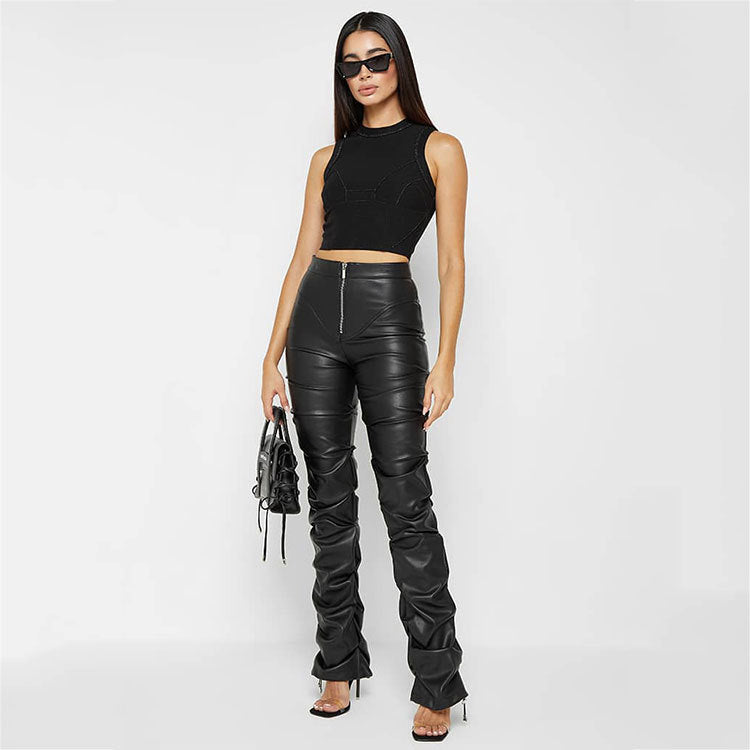 Heriberta Kunstlederhose: Skinny Fit, hoher Bund