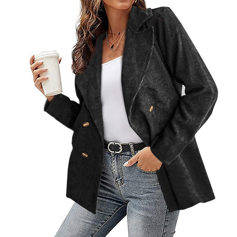 Damen Cordjacke im modernem Schnitt mit schickem Revers und zwei praktischen Taschen ModeGeist