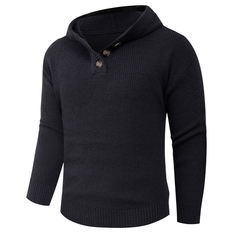 Herren Pullover mit Schalkragen und Holzknöpfen ModeGeist
