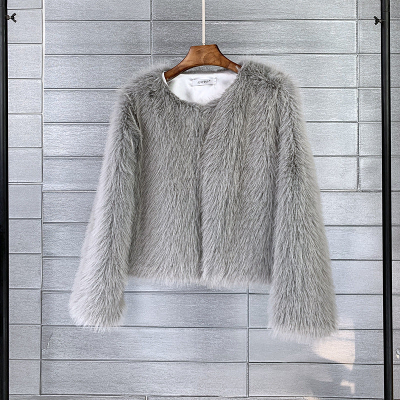 Damen Flauschige Kurzjacke aus hochwertigem Kunstfell mit eleganten Ärmeln ModeGeist