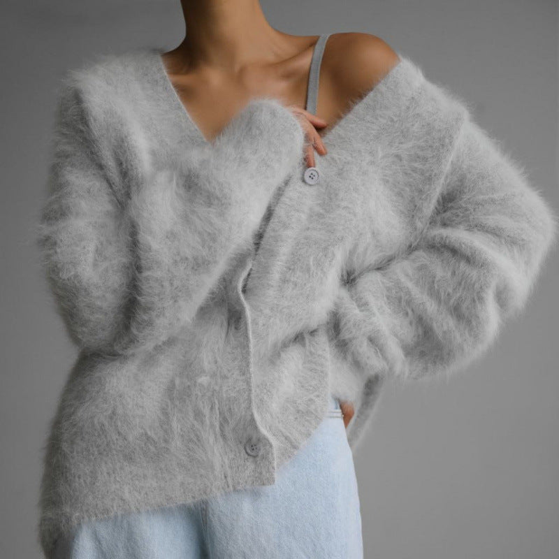 Damen Kuschelige Strickjacke aus Mohair ModeGeist