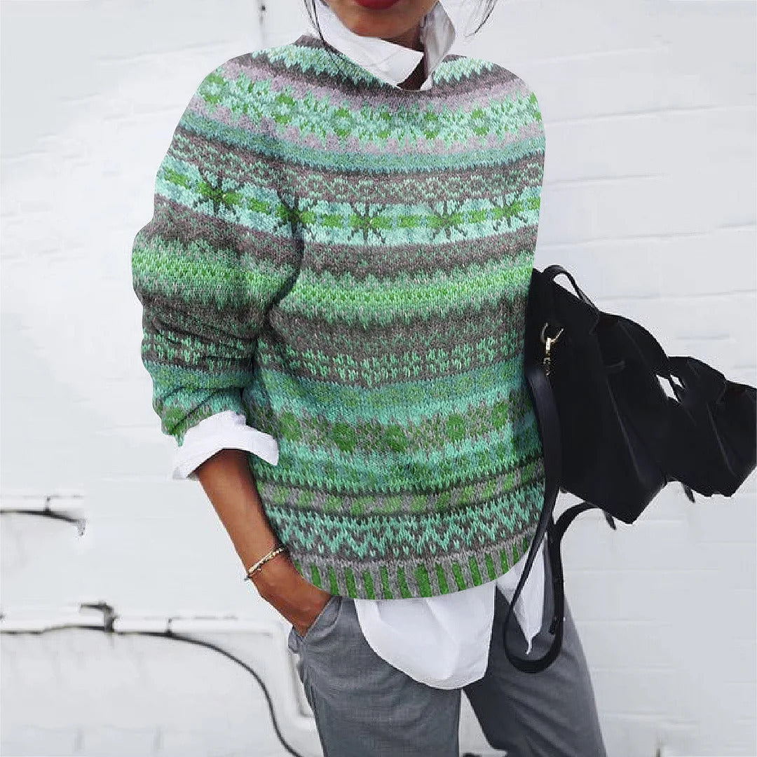 Damen Strickpullover mit kreativem Muster und lässigem Schnitt ModeGeist