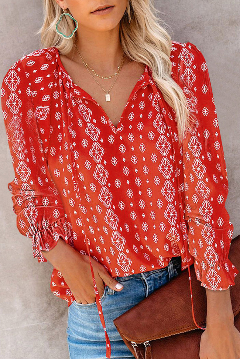 Damen Oberteil mit V-Ausschnitt und Rüschendetails ModeGeist