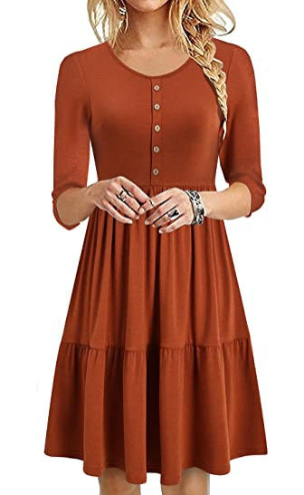 Modegeist Damenkleid: Freizeitkleid mit Knopfleiste und Volant