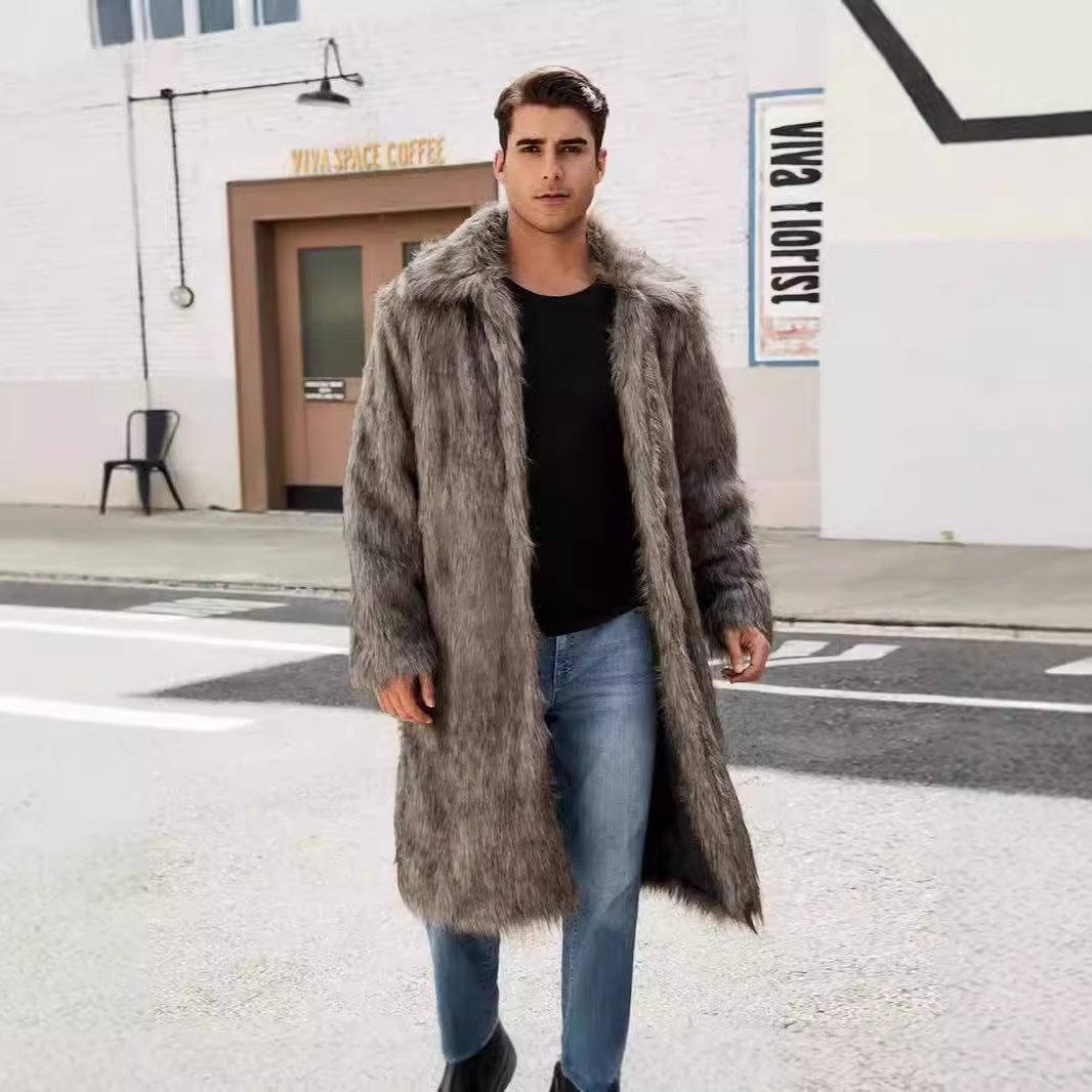 Herren Eleganter Kunstfell-Teddy-Mantel ModeGeist