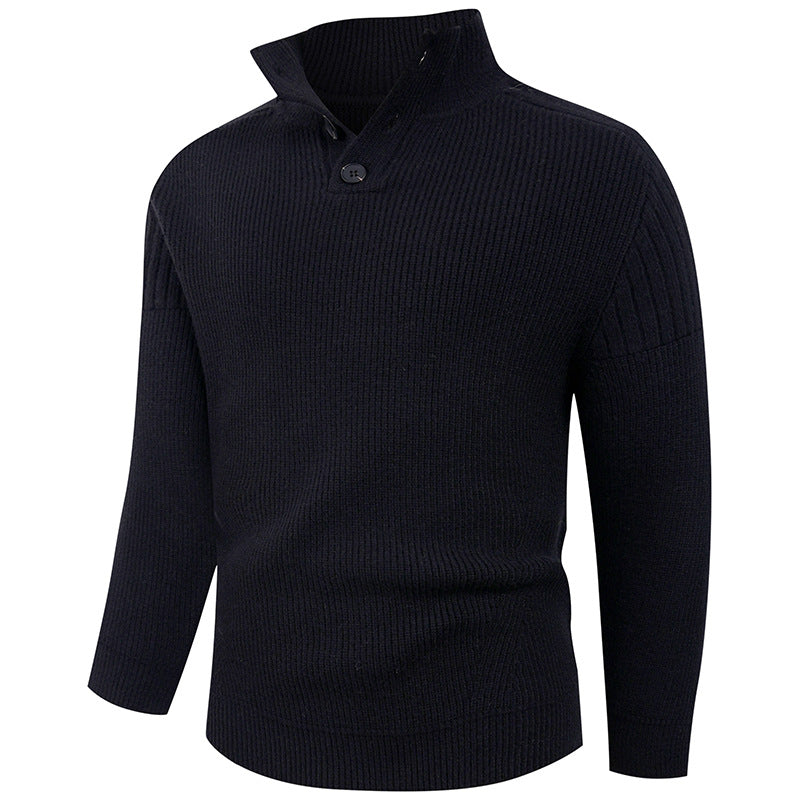 Herren Strickpullover mit hohem Kragen und Knopfdetails ModeGeist