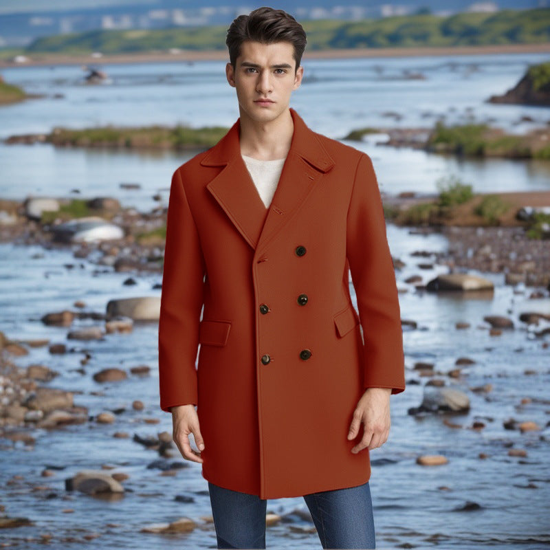 Herren eleganter Doppelt-geknöpfter Wollmantel ModeGeist