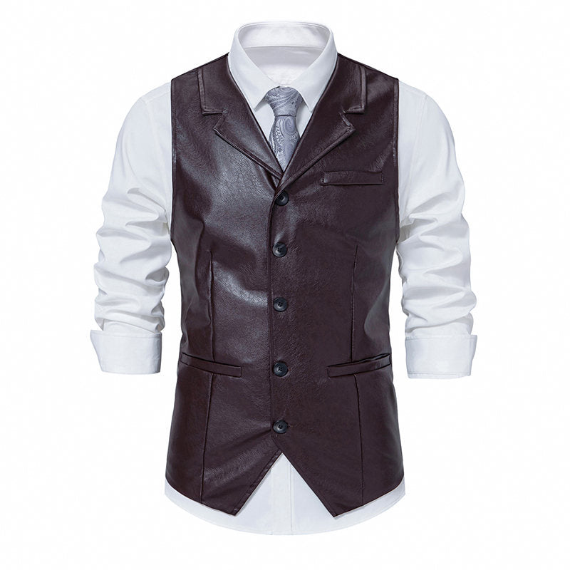 Herren elegante Kunstlederweste ModeGeist