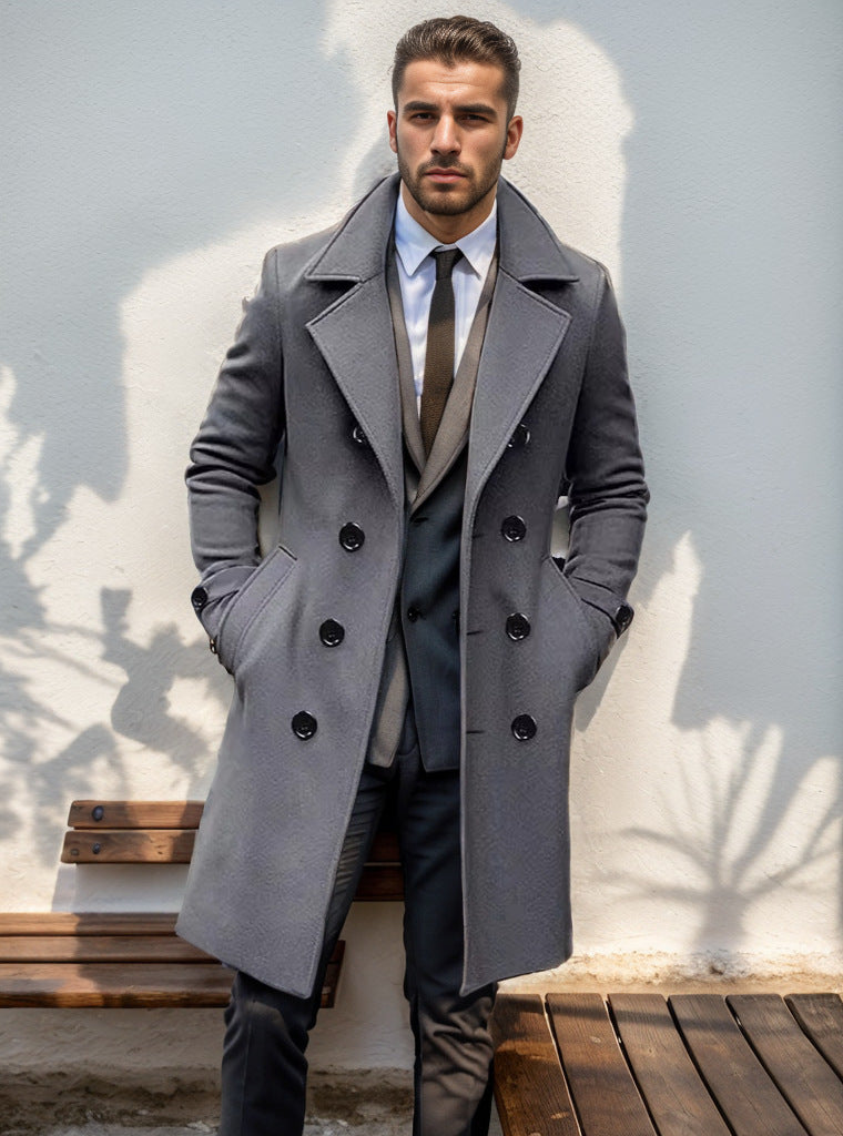 Herren eleganter Wolltrenchcoat mit doppelter Knopfleiste ModeGeist