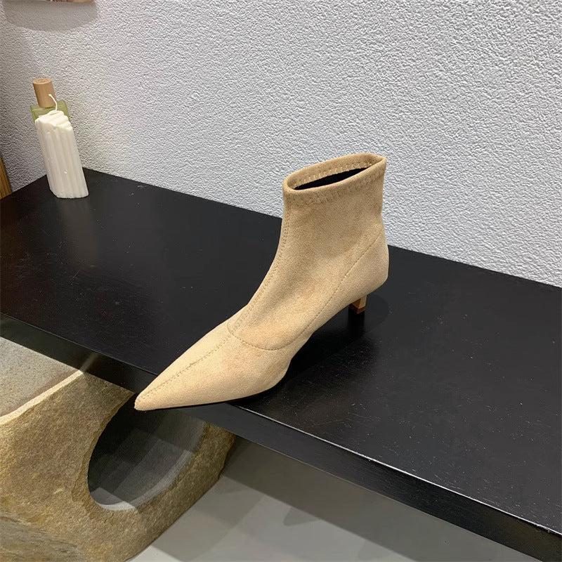 Damen Elegante Ankle-Boots aus weichem Wildleder mit modischem Stiletto ModeGeist