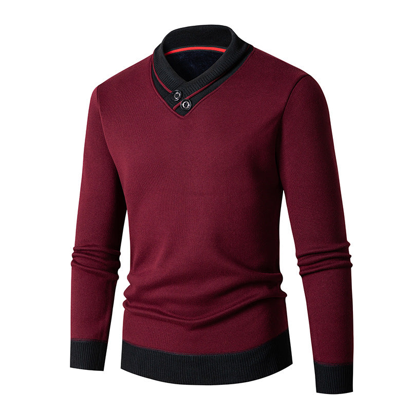 Herren Pullover mit modernem Schalkragen und Knopfdetails ModeGeist