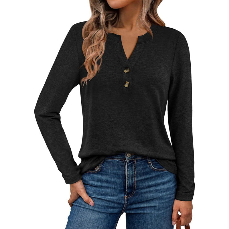 Damen Langarmshirt mit Knopfdetails ModeGeist