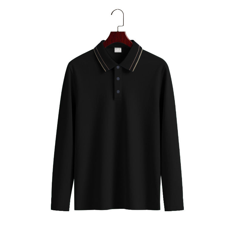 Herren Langarm-Poloshirt aus weichem Baumwollmix mit strukturiertem Kragen ModeGeist