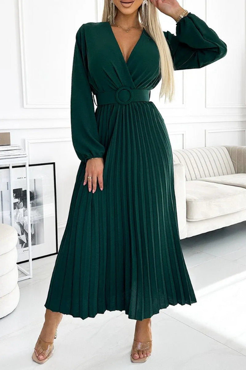 Elegantes Damen-Wickelkleid mit Plissee und Gürtel von MODEGEIST