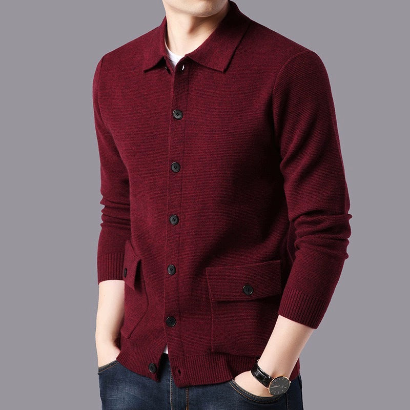 Herren Strukturierte Strickjacke mit Knopfverschluss und praktischen Taschen ModeGeist