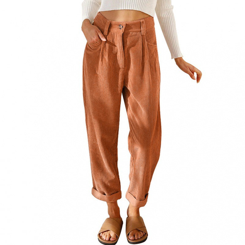 Elegante Damenhose mit hoher Taille und Falten