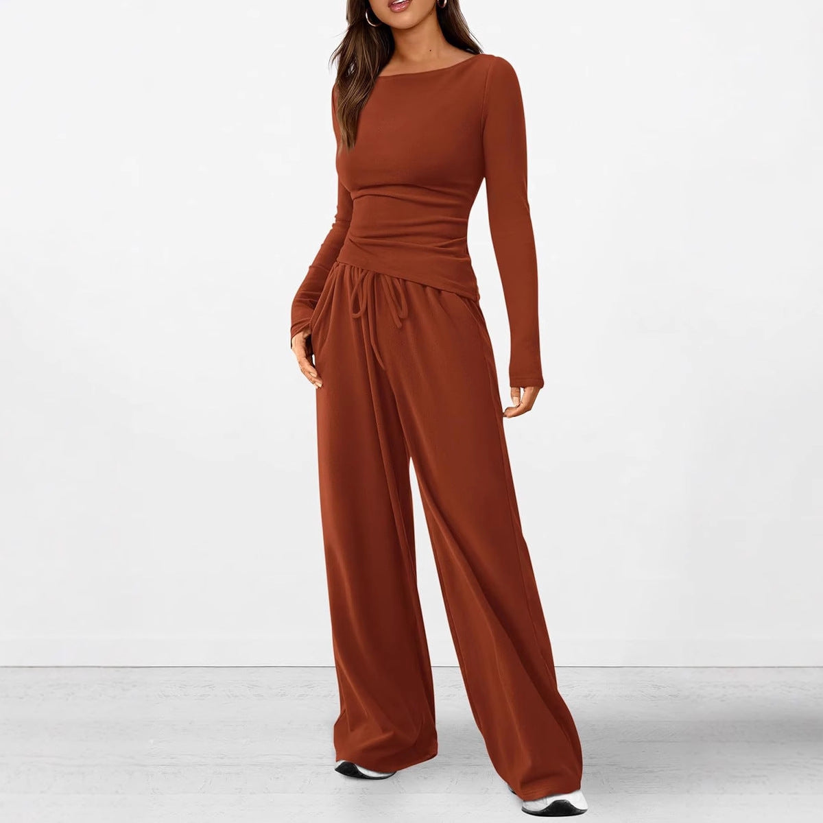 Damen elegantes und bequemes Lounge-Set mit langem Arm und elastischem Bund ModeGeist