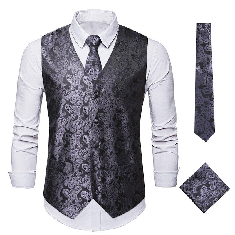 Herren elegante Anzugweste mit eleganten Paisley-Muster und passendem Zubehör ModeGeist