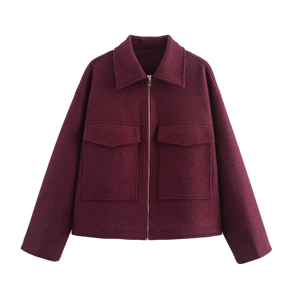 Damen lässige Jacke mit aufgesetzten Taschen und Reißverschluss ModeGeist