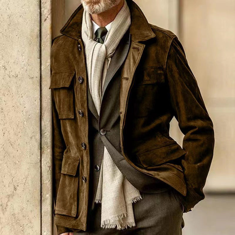 Herren Suede Utility Jacke mit praktischen Taschen und modernem Schnitt ModeGeist