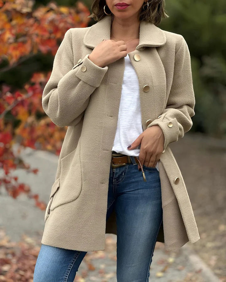 ModeGeist | Große Tasche Seiten Schleife Wolljacke