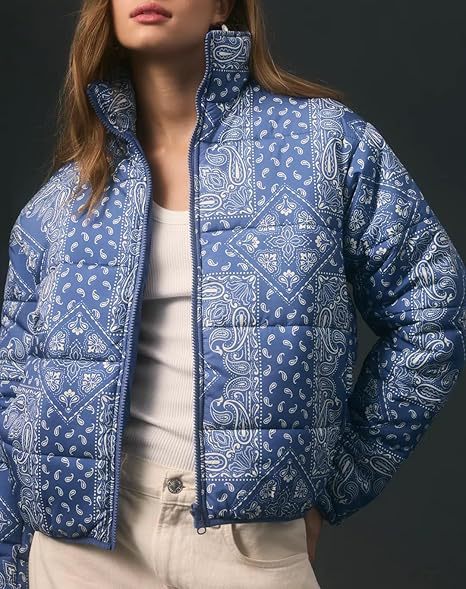 Damen modische Steppjacke mit Paisleymuster ModeGeist