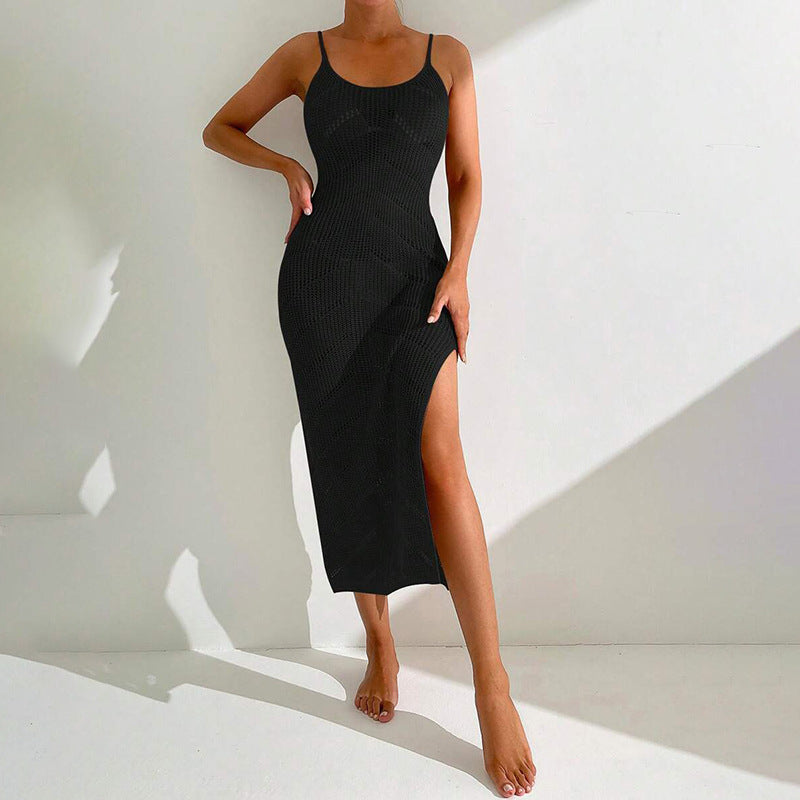 Maxikleid für Damen, gehäkelt, mit Seitenschlitz von MODEGEIST