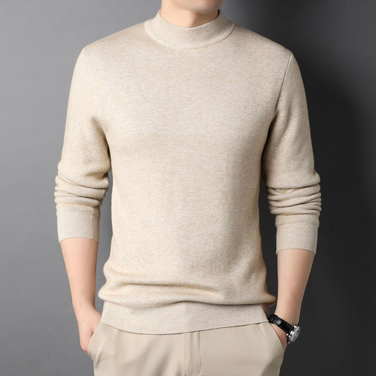 Herren Feinstrickpullover mit Rollkragen und soften Materialien ModeGeist