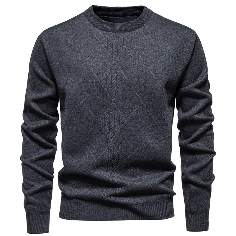 Herren Strickpullover mit strukturiertem Rautenmuster und klassischem Rundhalsausschnitt ModeGeist