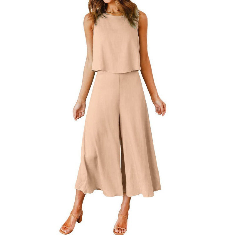 Damen Jumpsuit mit fließendem Schnitt und weitem Bein ModeGeist