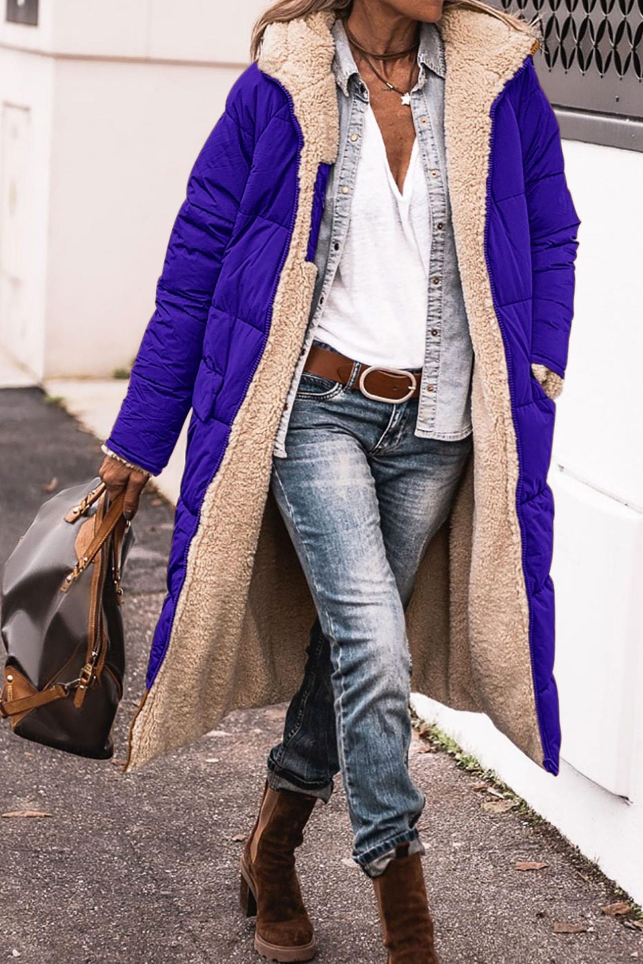 Damen Lange gefütterte Winterjacke mit luxuriösem Innenfutter ModeGeist