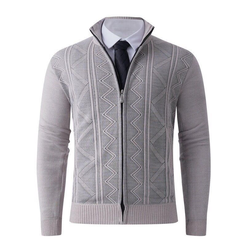 Herren Strickjacke mit modernem Zipper und eleganten Mustern ModeGeist