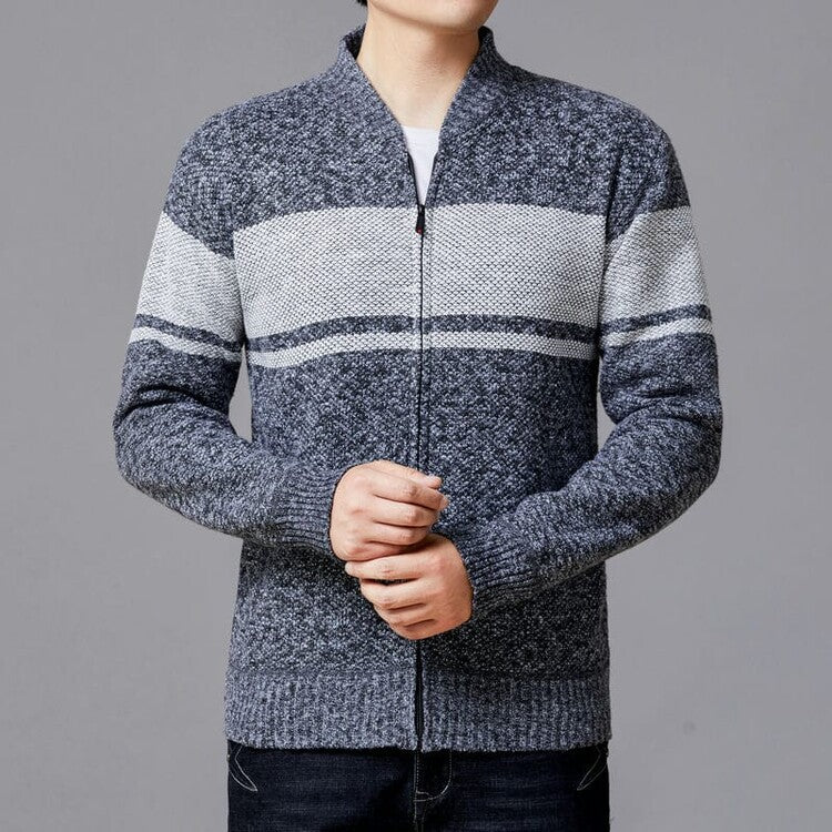 Herren Strickjacke mit modernem Zipper und strukturiertem Design ModeGeist