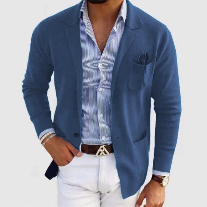 Herren eleganter feiner Strickblazer mit praktischen Taschen ModeGeist
