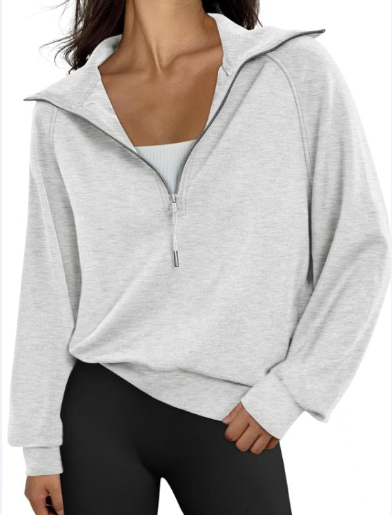 Damen lässiger Sweatpullover mit hohem Kragen und Reißverschluss ModeGeist