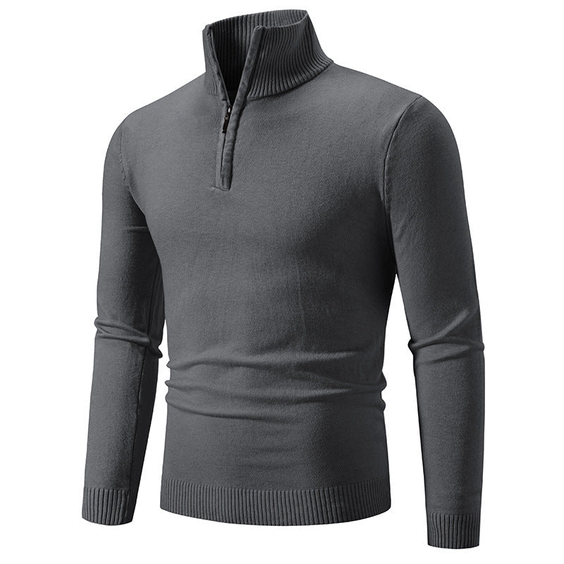 Herren Strickpullover mit modernem Stehkragen und praktischem Zipper ModeGeist