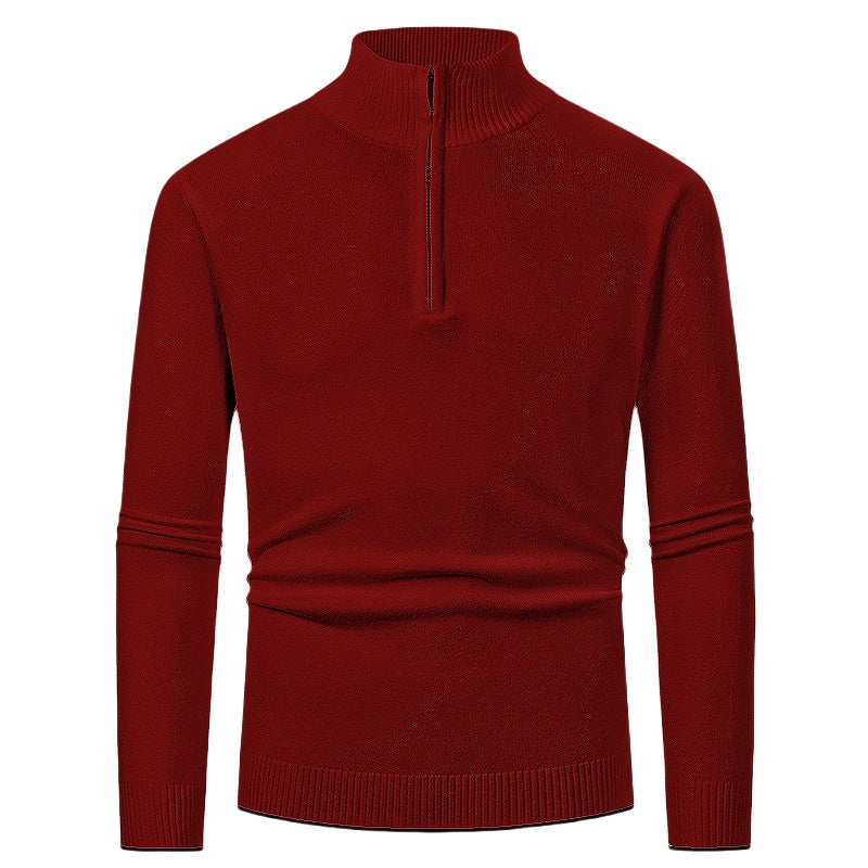 Herren Pullover mit halbem Reißverschluss und modernem Stehkragen ModeGeist