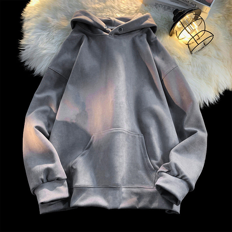 Damen gemütlicher Kapuzenpullover im modernen Velourslook ModeGeist