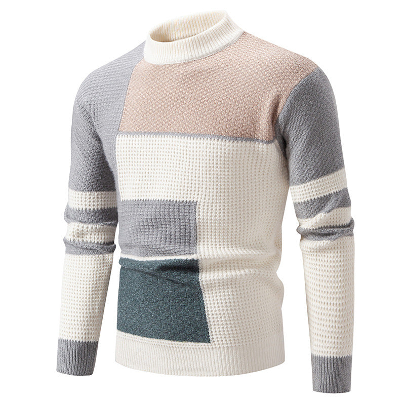 Herren modischer Pullover mit strukturiertem Farbblockdesign ModeGeist
